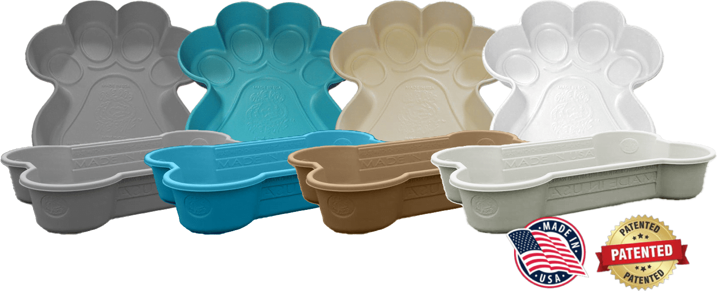 Bone and Paw Shaped Dog Pools in Assorted Colors, Made in the USA and Patented
